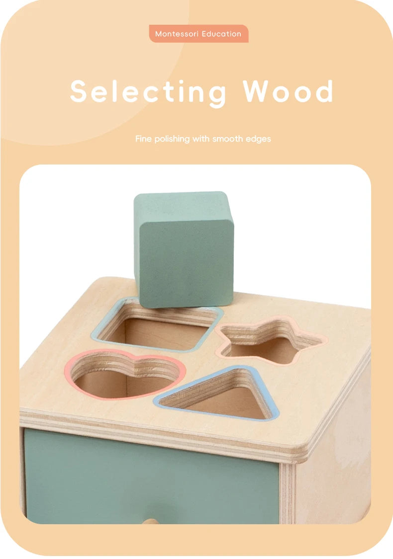Wooden Montessori Sorting Box with Shape & Color Matching Games