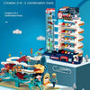 Car Bud Redhead creative 2-in-1 combination track playset with dinosaur rail cars and a parking building