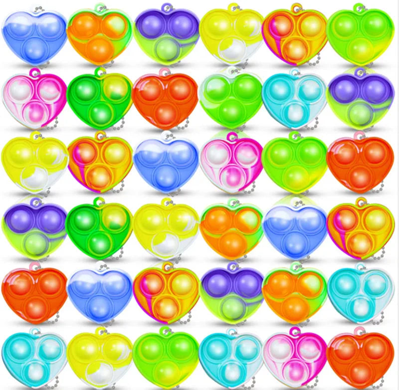 Mini Pop Fidget Keychains for Kids - 20 Pack Sensory Toys for Party Favors & Classroom Rewards