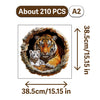 A jigsaw puzzle featuring a tiger and a baby bear carved into a wooden frame.