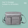 A gray Insuiar stroller organizer bag designed for easy storage and suitable for all strollers.