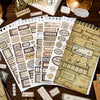 A collection of vintage label stickers and paper elements for scrapbooking and journaling