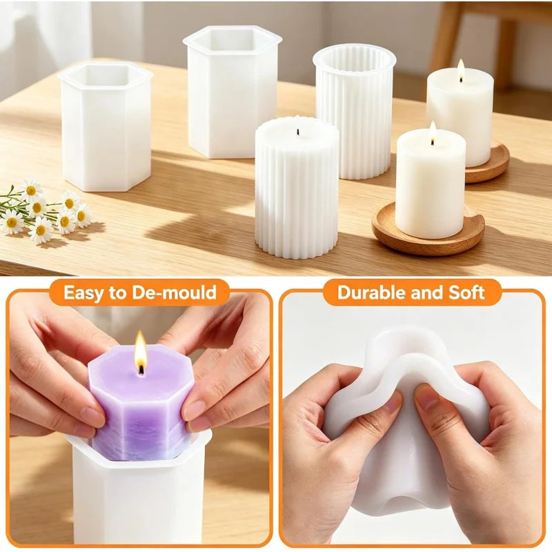 Reusable Silicone Mold Set for Candles and Crafts