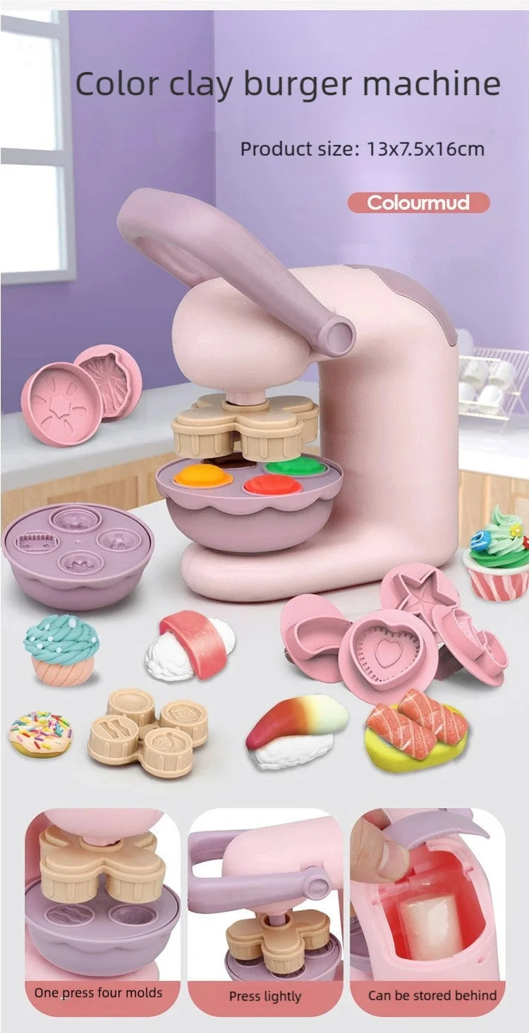 Creative Ice Cream Shop Clay Set with Noodle Maker for Kids
