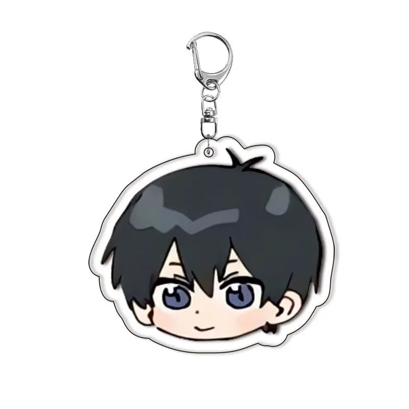 Acrylic keychain set featuring characters Isagi, Bachira, and Kunigami from Blue Lock
