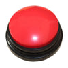 A round, bright red button with a black base, used as a recordable talking button and sound board.