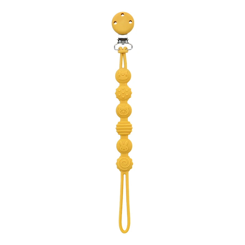 3-in-1 Silicone Pacifier Clip with Adorable Cartoon Animal Design