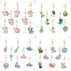 A collection of eight diamond art keychains featuring various animal figures and designs.