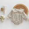 Baby Girls Lace-Trim Cotton Romper with Floral Details