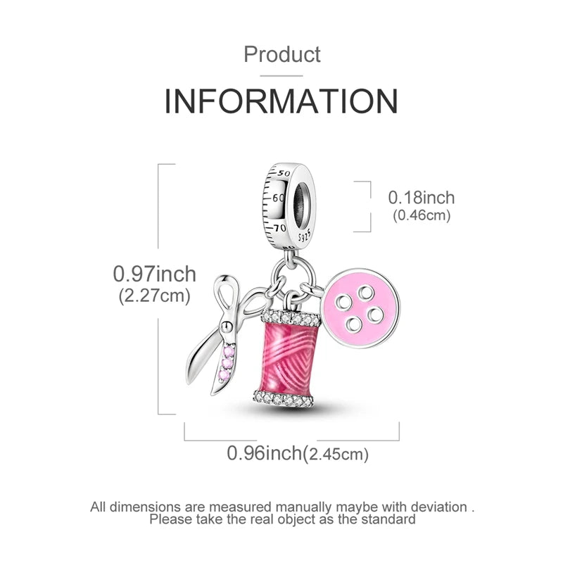A silver heart charm for bracelets and necklaces shown with its dimensions.