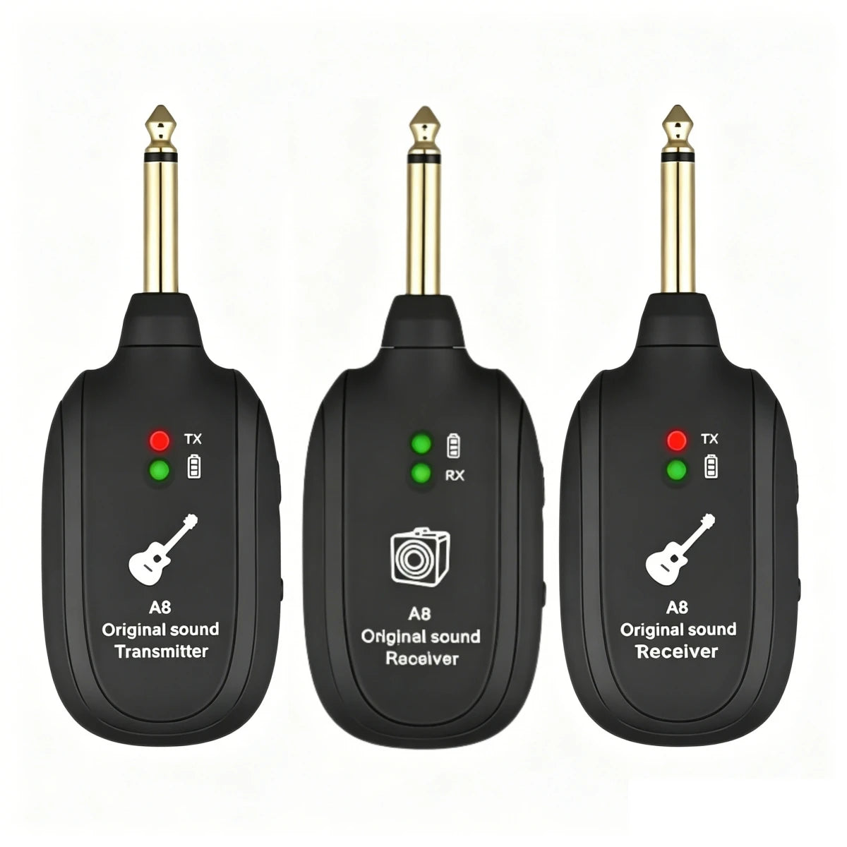 Wireless Guitar System with Built-In Transmitter and Receiver