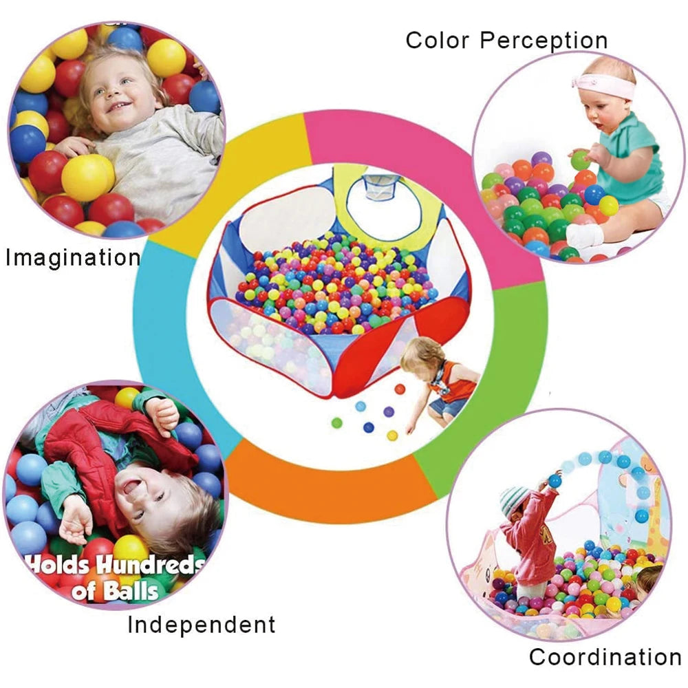 Kids' Foldable Ball Pit Play Tent with Storage Basket
