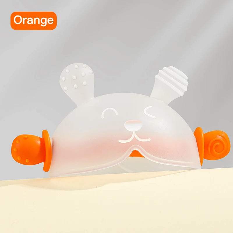 Bunny Silicone Teething Toy with Hidden Handle