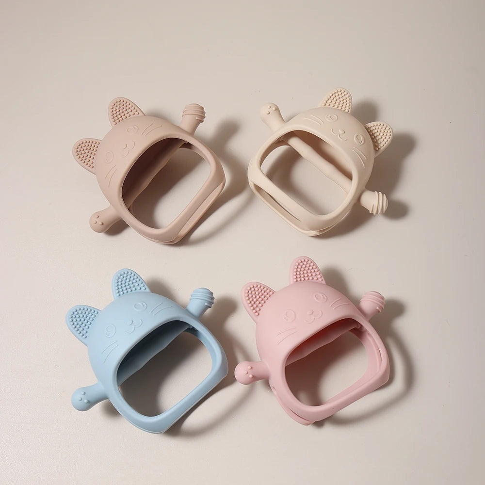 Baby Teething Mittens - Food-Grade Silicone Chew Glove with Cute Bunny Design