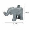 A gray elephant building block with a trunk and large ears, shown from the side.