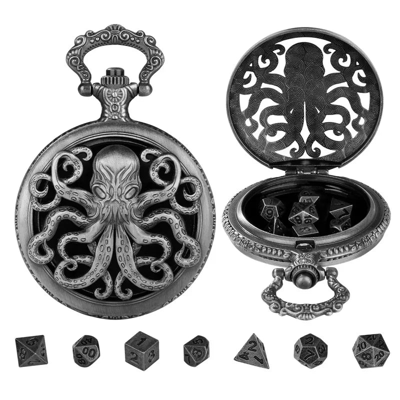 Octopus Pocket Watch Dice Set with Chain