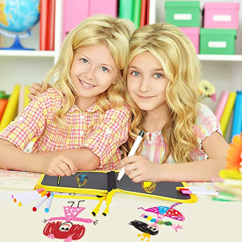 Reusable Erasable Doodle Book for Kids with 12 Watercolor Pens