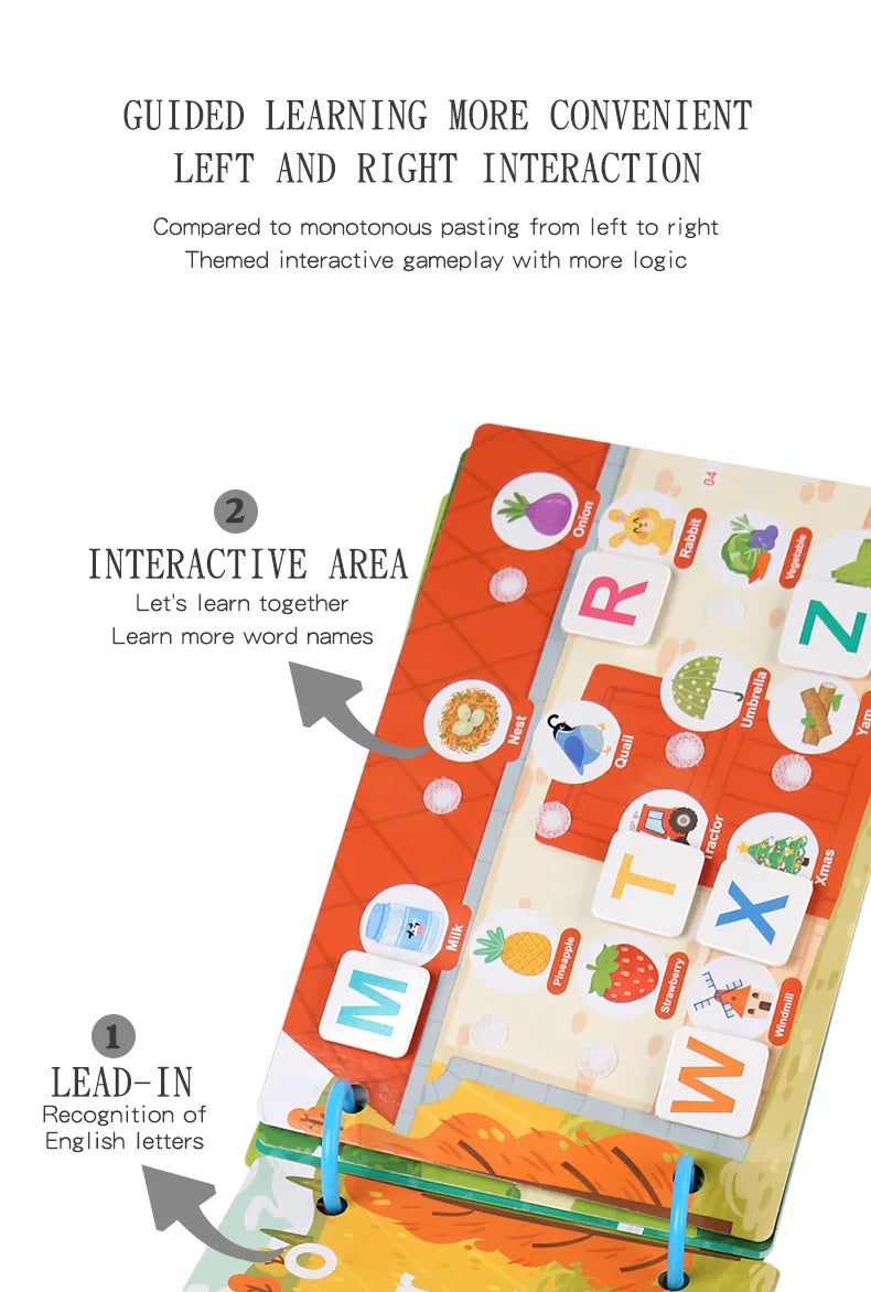 Montessori Quiet Book – Interactive Word Recognition & Early Learning Activity Book for Kids
