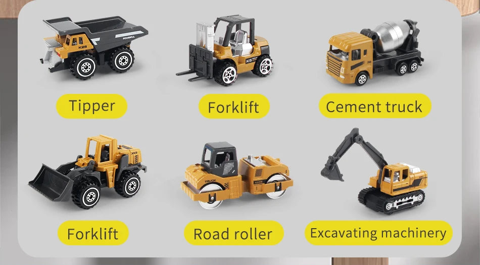Die-Cast Metal Construction Truck Set - 6 Classic Vehicles