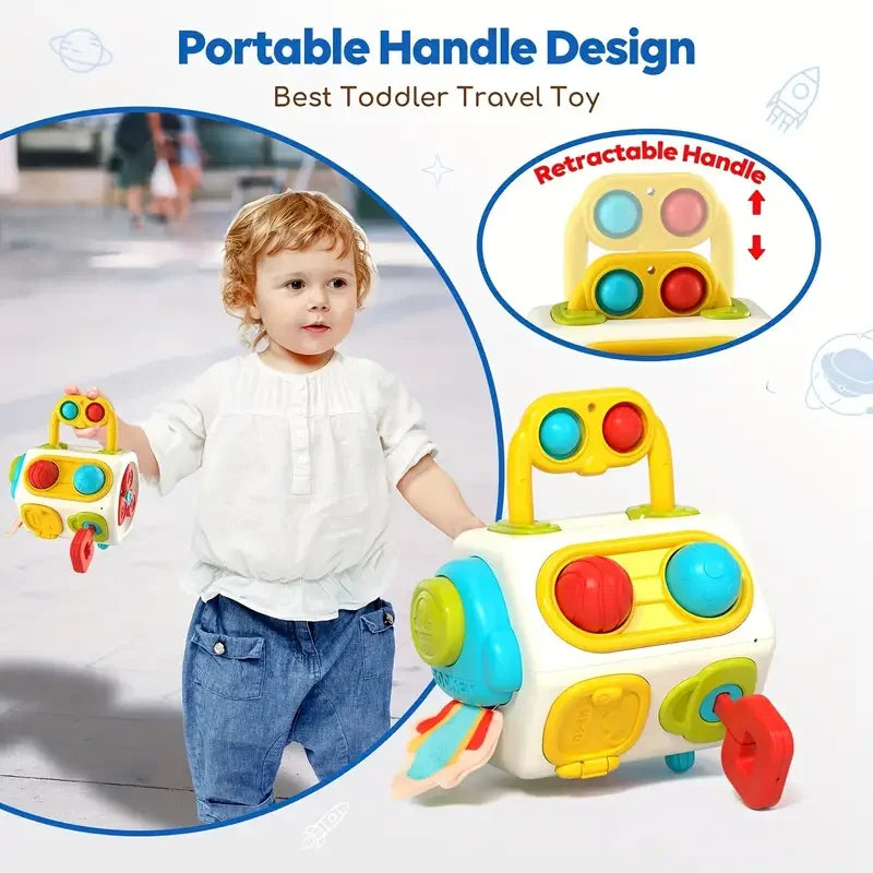 Montessori Busy Cube for Toddlers – 10-in-1 Sensory Activity Toy