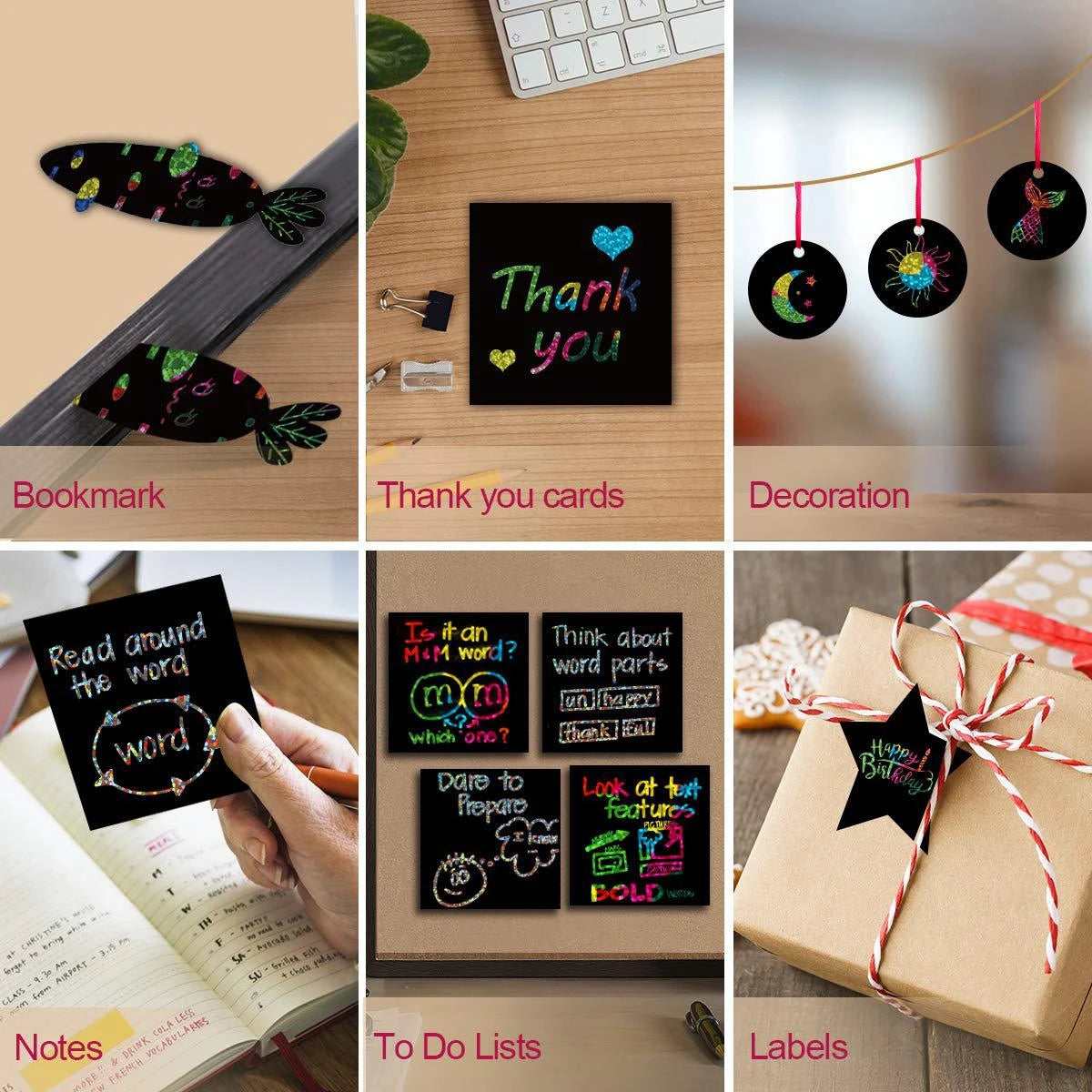 Rainbow Scratch Paper Art Set with Bamboo Stylus