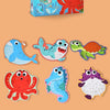 A box of large chunk puzzles featuring various colorful animal and sea creatures for kids