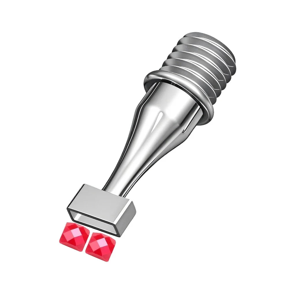 Ergonomic resin diamond art pen with interchangeable stainless steel tips shown in a close-up view