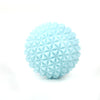 Light blue 3D printed sensory fidget roller keychain with a geometric, diamond-patterned surface.