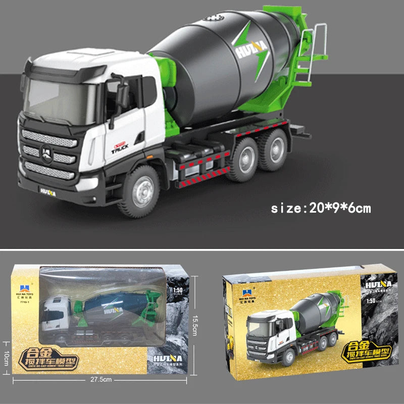 A die-cast model of a green and white truck with a large cylindrical tank, shown in a side view.
