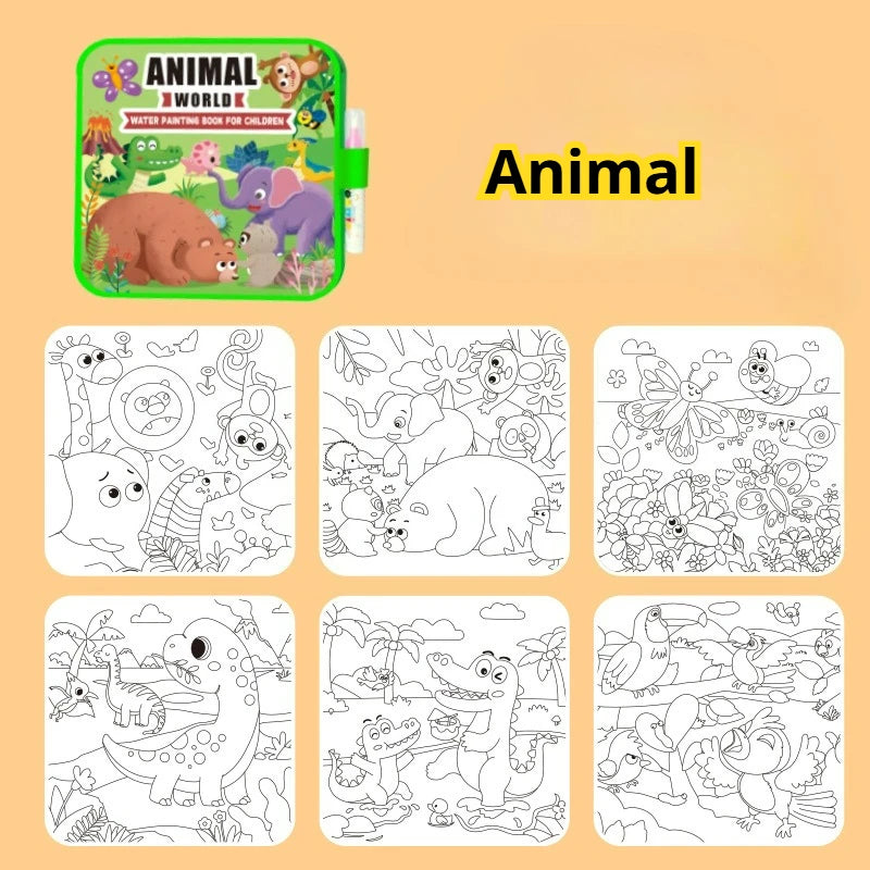 A set of animal-themed coloring pages in a book format for children.