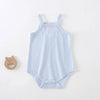 Light blue lightweight cotton strappy romper for babies
