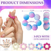 Five packs of colorful beaded fidget rings in various shades of pink and blue displayed on hands and laid out.