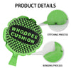Product details showing a green Whoopee Cushion with diagrams illustrating the stitching and bonding processes.