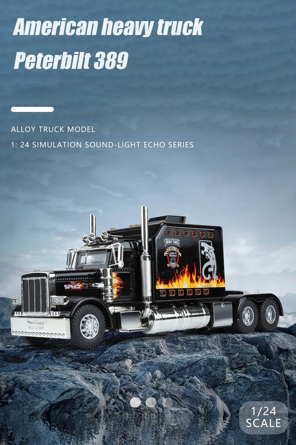 Realistic Die-Cast Peterbilt 389 Truck with Sound & Light