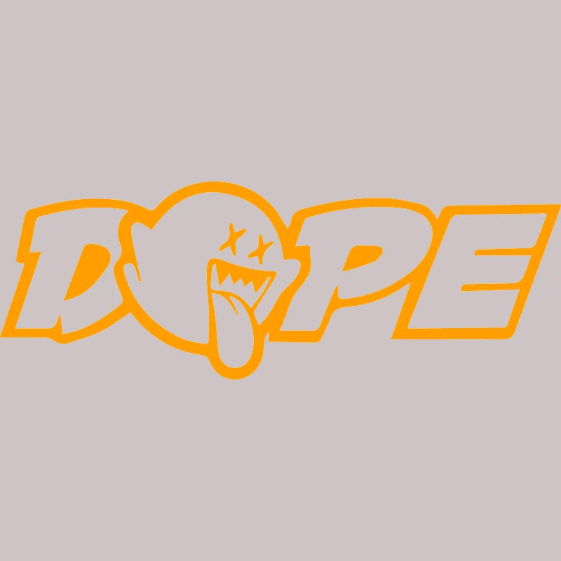 A bright orange stylized text logo spelling DOPE with a tongue sticking out.