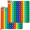 A set of colorful multiplication pop-it math fidget toys showing numbers 1 through 100 arranged in a grid format.
