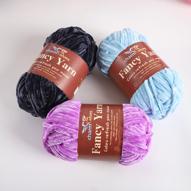 Chenille Velvet Yarn 2-Pack – Soft & Warm for Knitting and Crochet