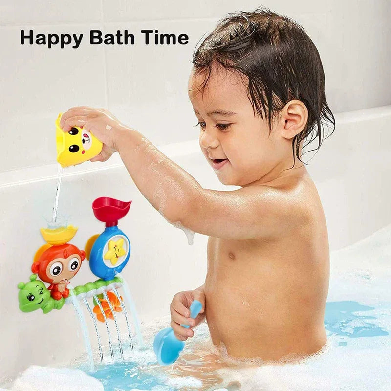 Monkey Caterpillar Wall-Mounted Bath Toy with Waterfall Fun