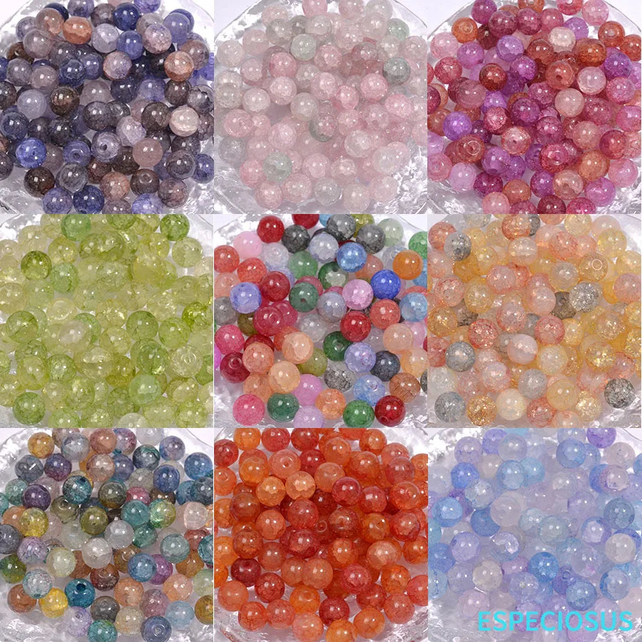 Gradient Glass Cracked Beads for Jewelry Making