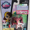 A set of three pink and purple mini posable animal figures from the Littlest Pet Shop line.