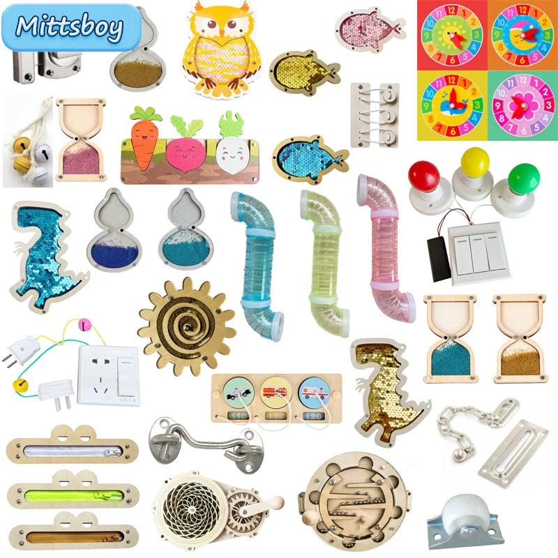 Montessori Busy Board Accessory – Wooden Pipe Roller for Toddler Learning