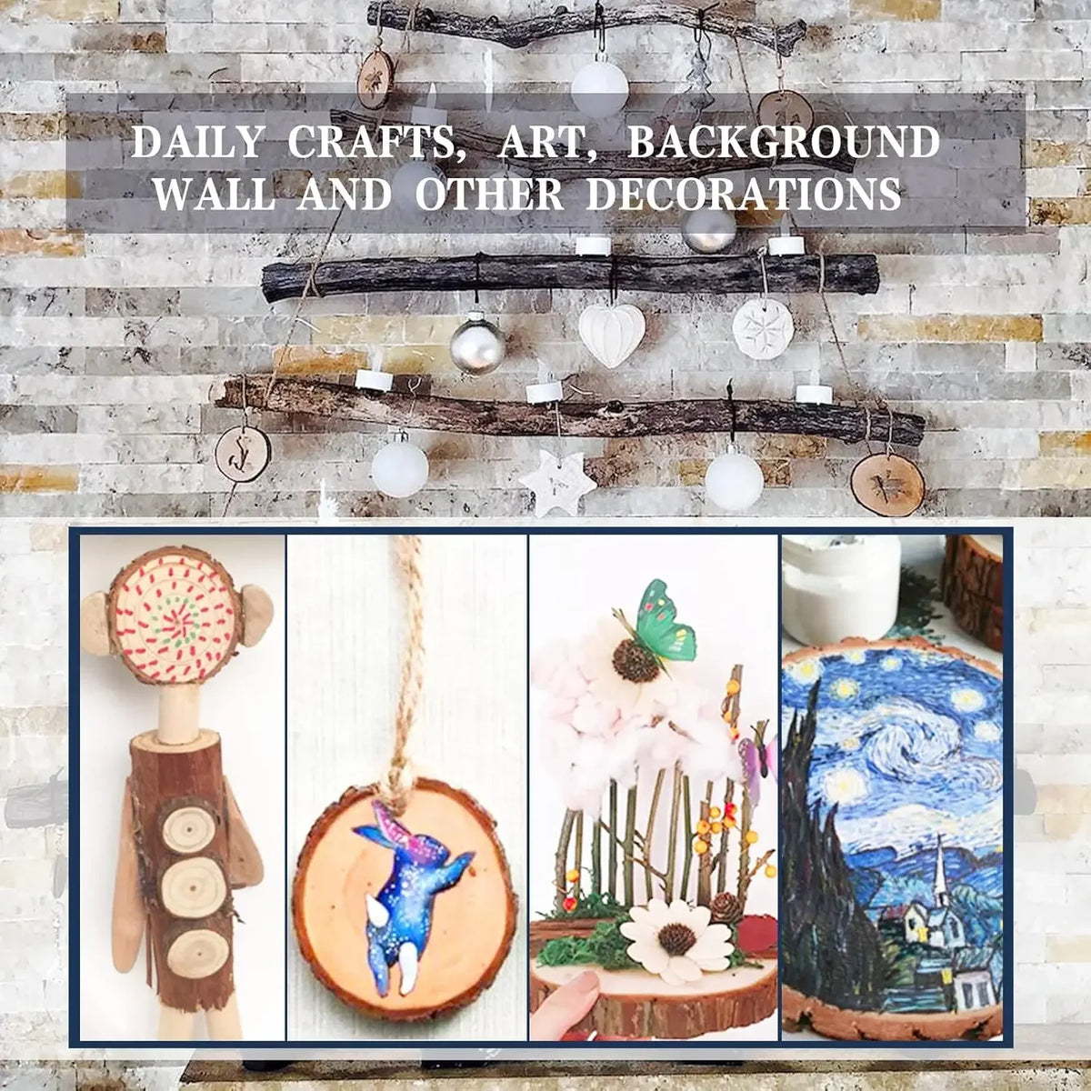 Natural Pine Wood Slices for DIY Crafts and Decor