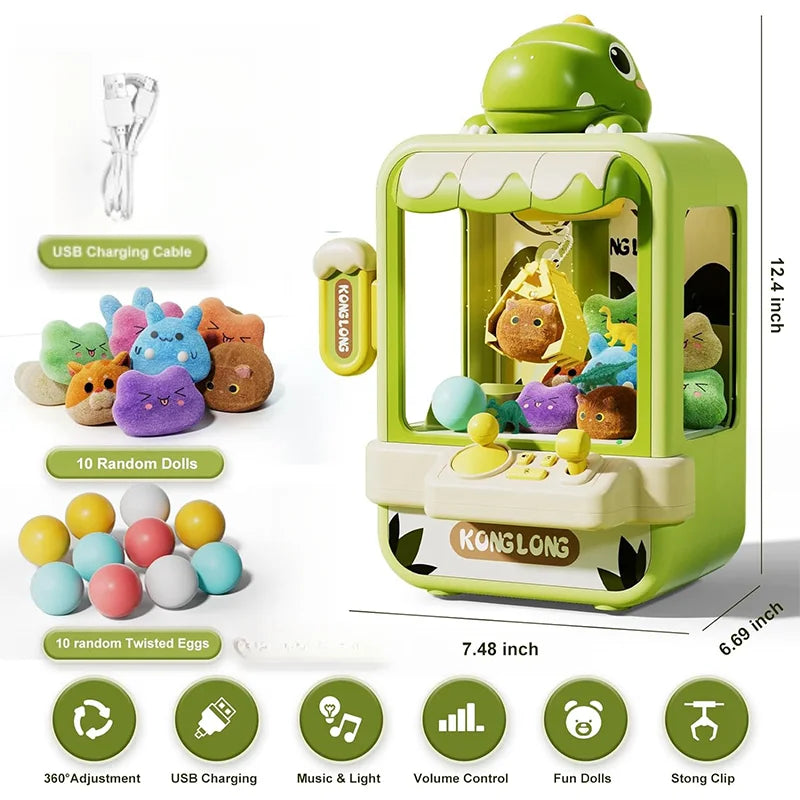 Mini Arcade Claw Machine with Adjustable Grip and Music