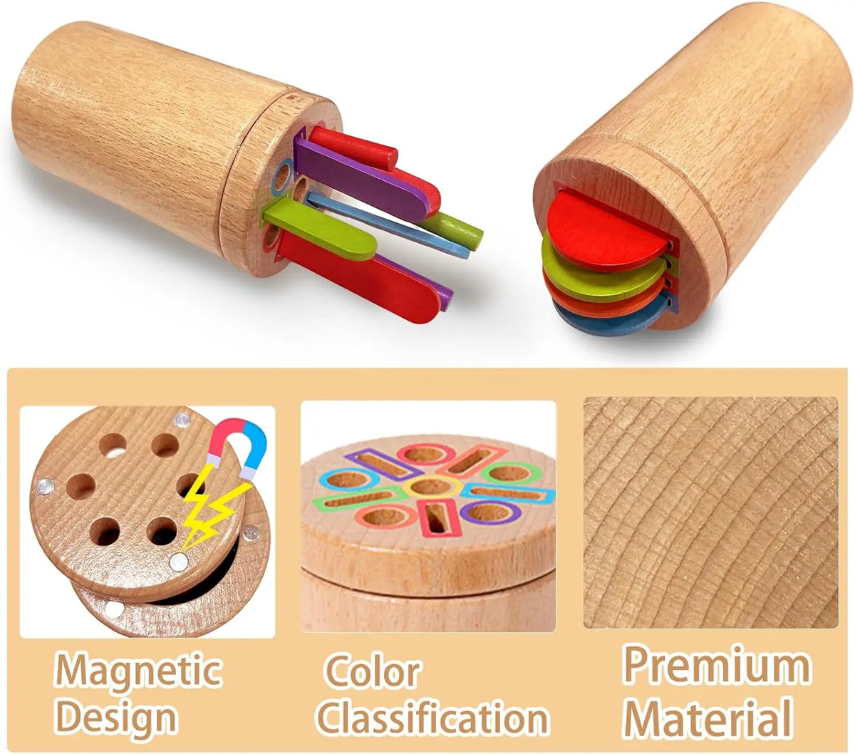 Wooden Montessori Color Sorting & Shape Matching Toy