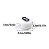 A white acrylic number bead with the number 6 engraved on it, shown with various size measurements.