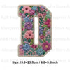 A floral letter D patch made of fabric for DIY clothing and accessories