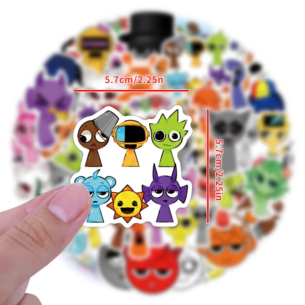 Sprunki Anime Sticker Pack for Laptops, Skateboards & Scrapbooking