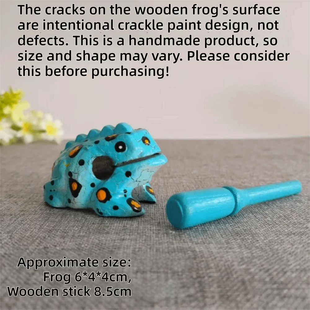 Handcrafted Wooden Frog Guiro Rasp Percussion Instrument