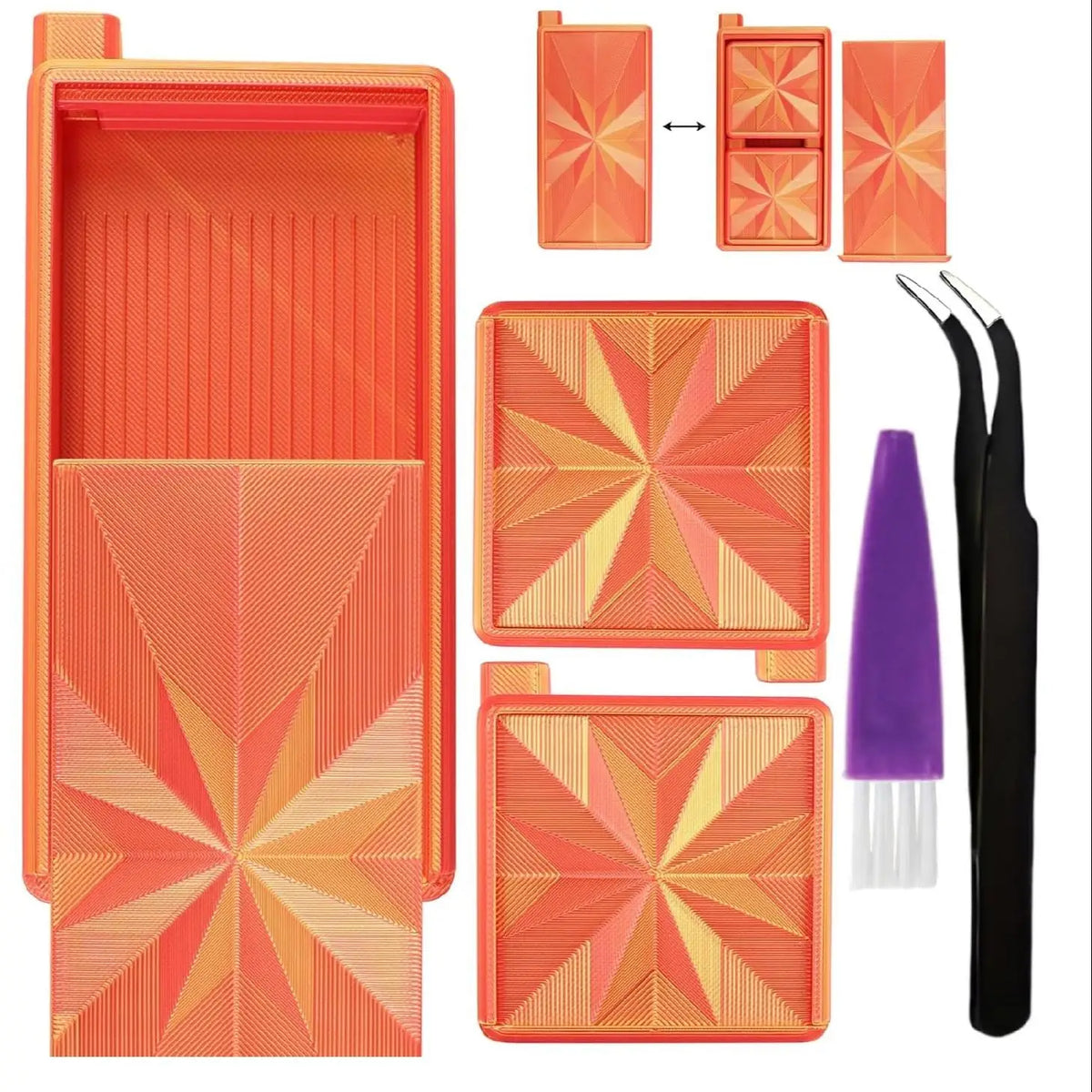 Stackable Diamond Painting Organizer Tray with Tweezers & Brush