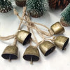 Rustic copper jingle bells with hemp rope for Christmas decor and pet collars